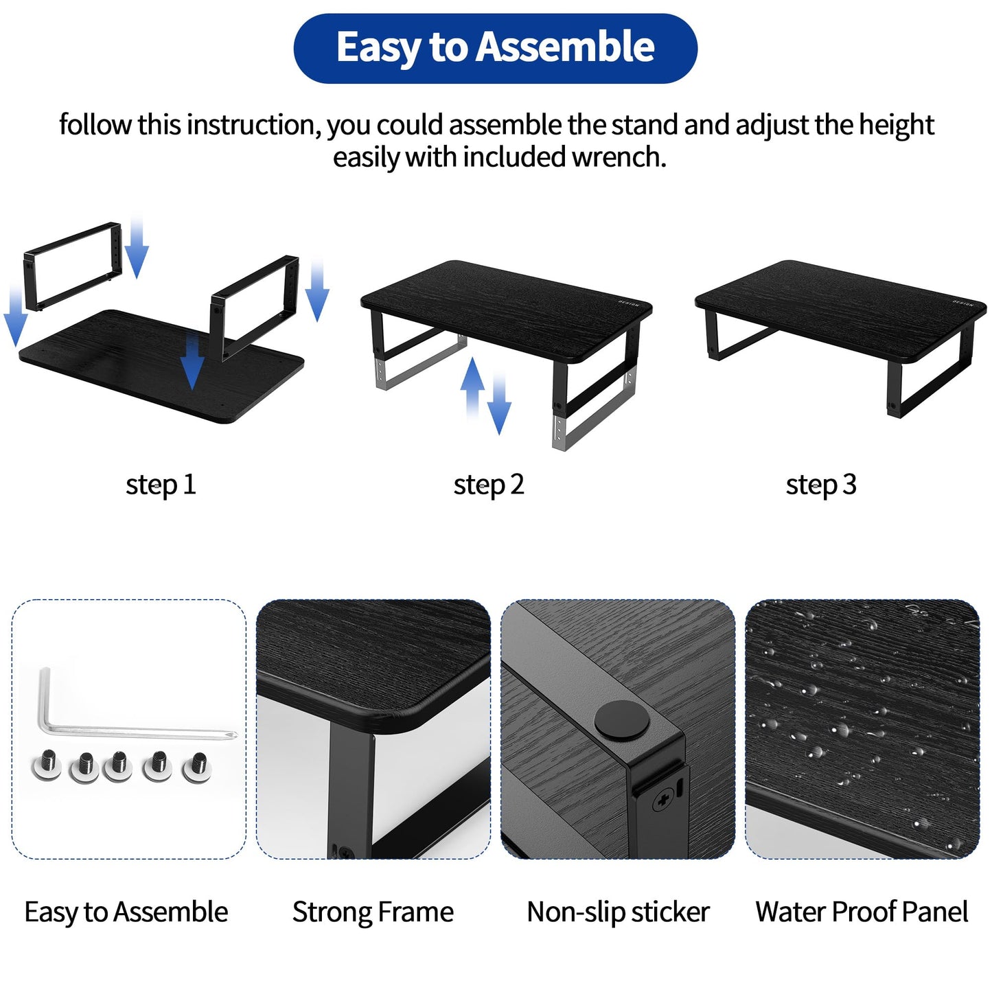 BESIGN MS01 Monitor Stand Riser, Height Adjustable Laptop Stand, Computer Monitor Stand for