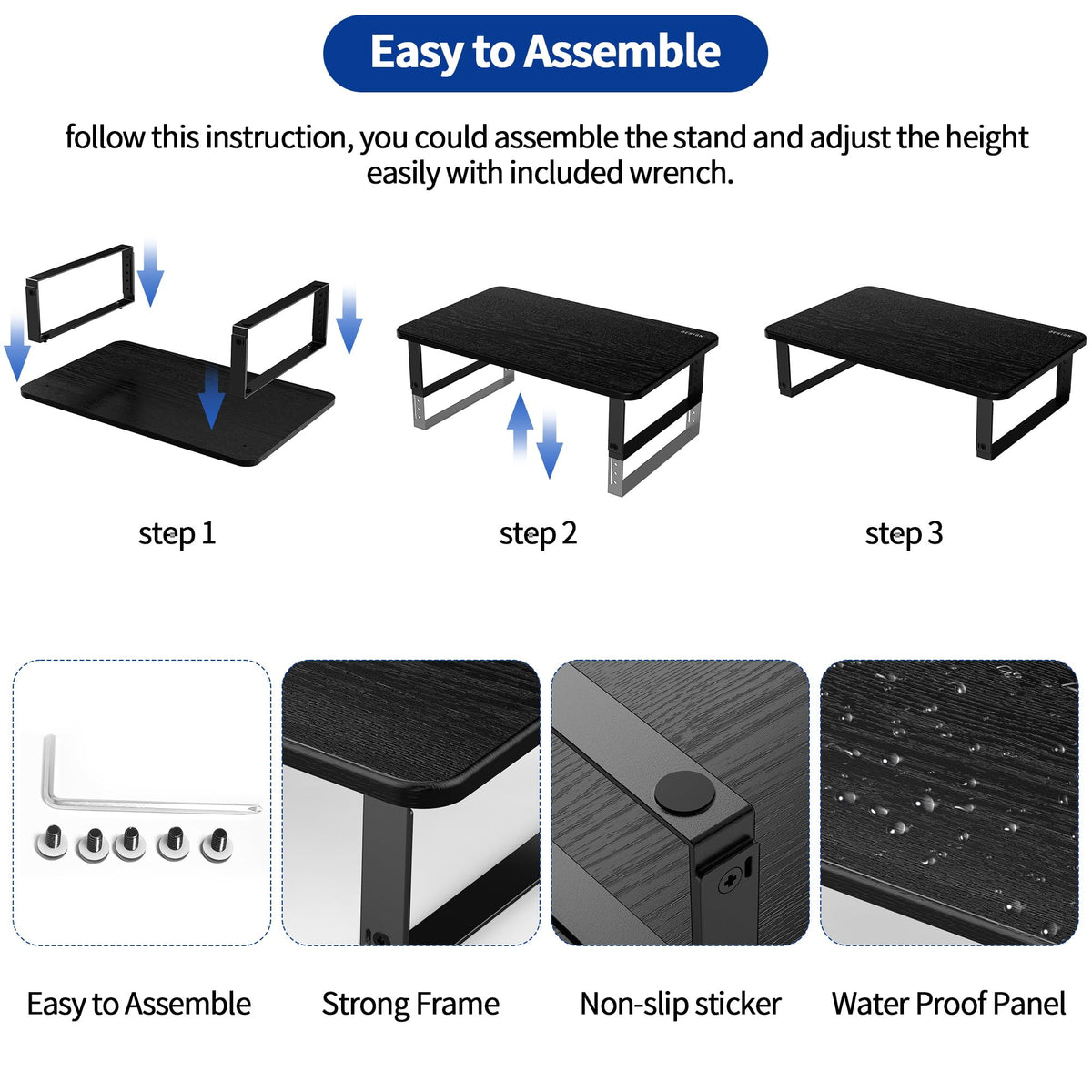 BESIGN MS01 Monitor Stand Riser, Height Adjustable Laptop Stand, Computer Monitor Stand for