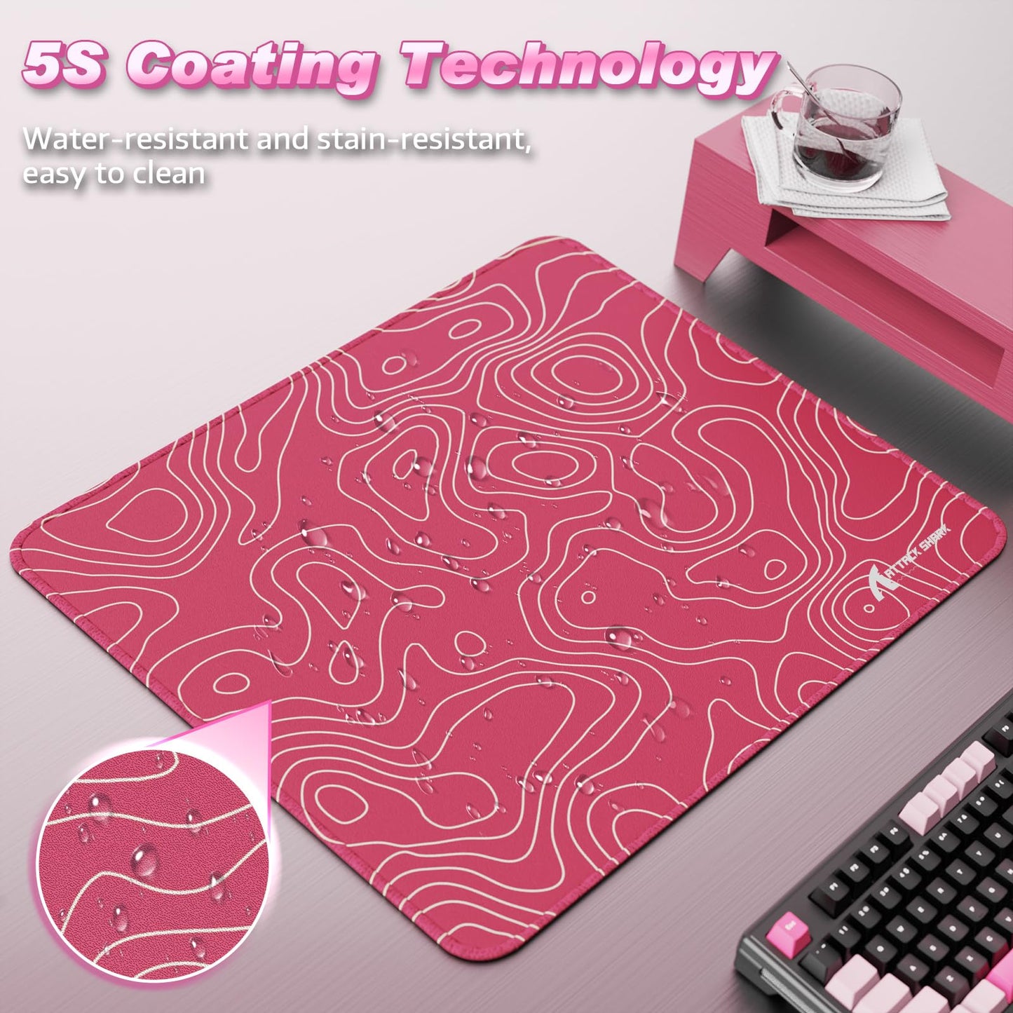 ATTACK SHARK CM02 Gaming Mouse Pad for Esports Speed Large Mouse mats for Desk Waterproof Surface