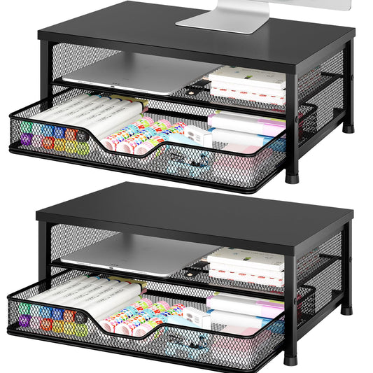 OPNICE Computer Monitor Stand Riser, Desk Organizer with Drawer, Printer & Laptop Stand, Office