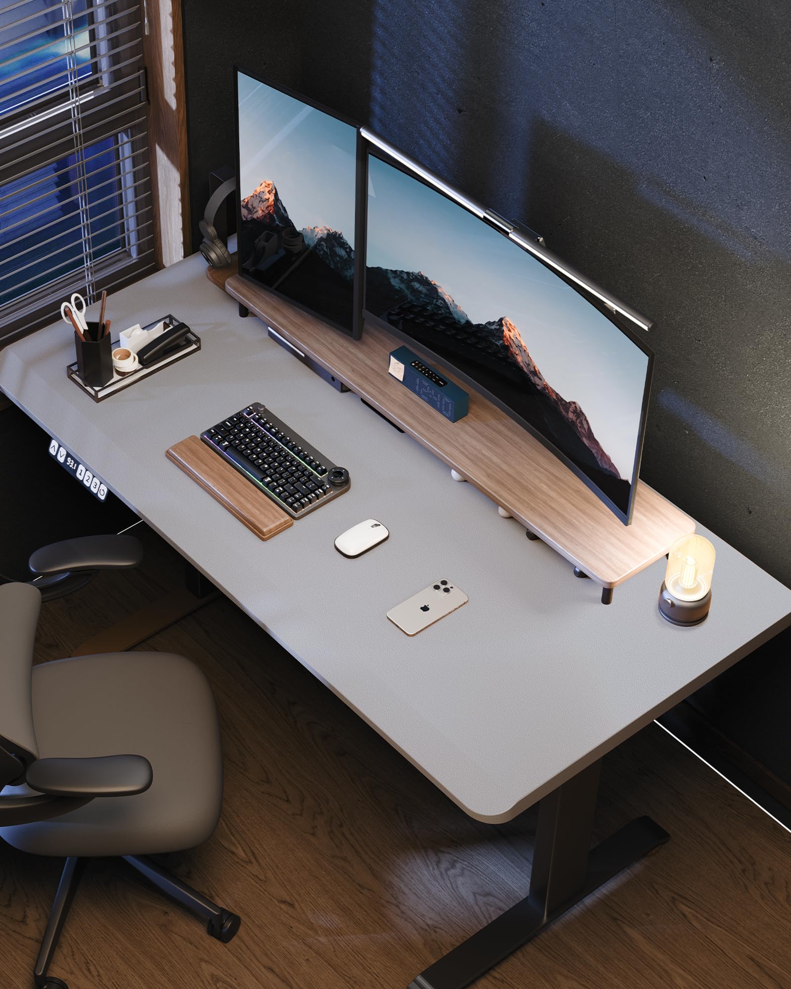 AFIING Large Desk Mat 55" x 24" - PU Leather Desk Pad Protector, Waterproof Non-Slip Extended Mouse