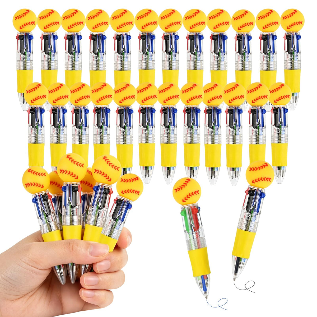 Zhirlyn Softball Party Favors Softball Pens Mini Multicolor Pen in One Cute Fun 4-in-1 Pens Bulk