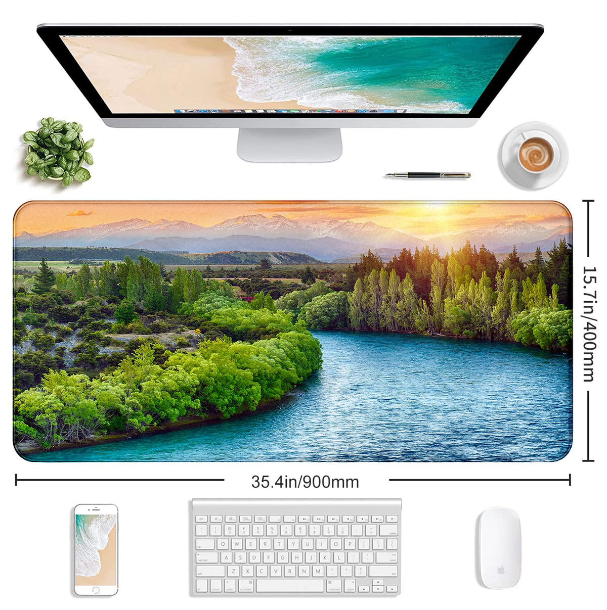 Extended Sunset Forest Gaming Mouse Pad, Keyboard Computer Office Mouse Pad