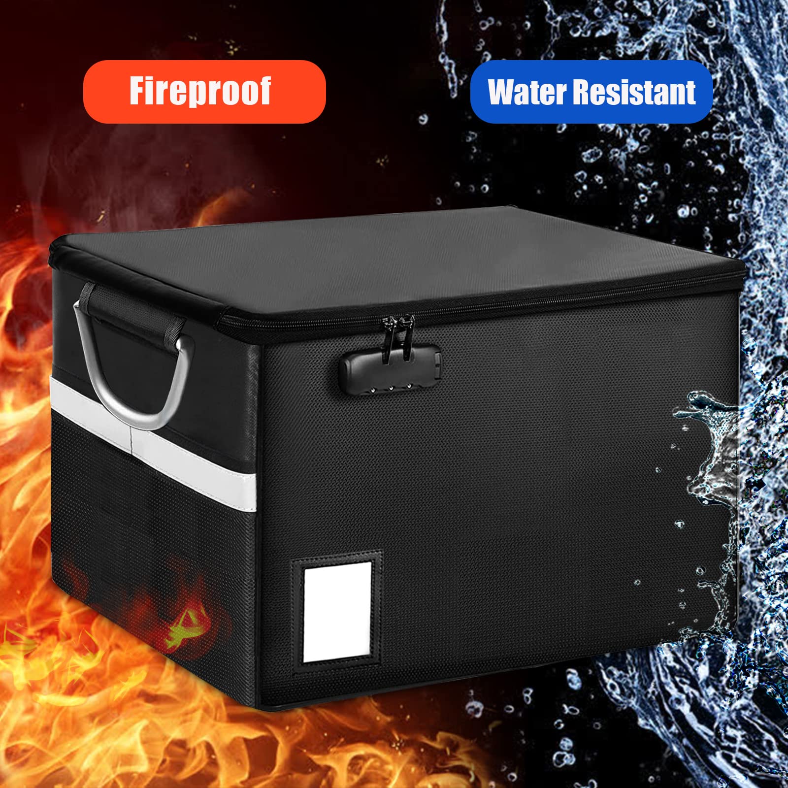 TOMKID Fireproof Document Box, Fireproof File Box with Lids, Important Document Organizer Box with