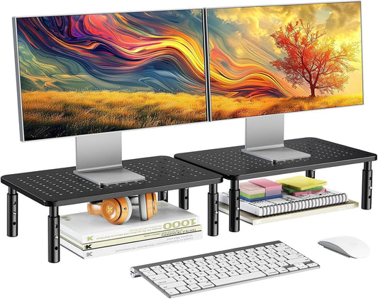 HUANUO Computer Monitor Stand for Desk, Adjustable Laptop Riser, 2 Pack