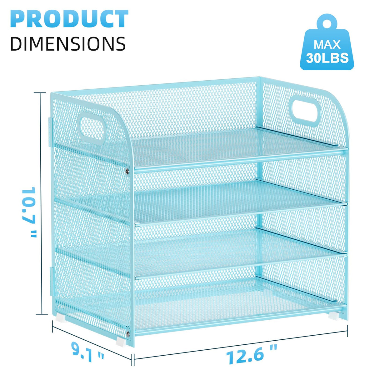 Marbrasse 4 Tier Paper Organizer Letter Tray - Mesh Desk File Organizer with Handle, Paper Sorter