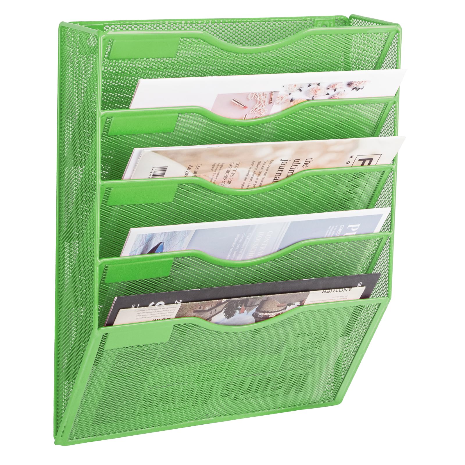 EASEPRES 5 Pocket Mesh Hanging Wall File Organizer, Wall Mounted Mail Paper Document Folder Holder