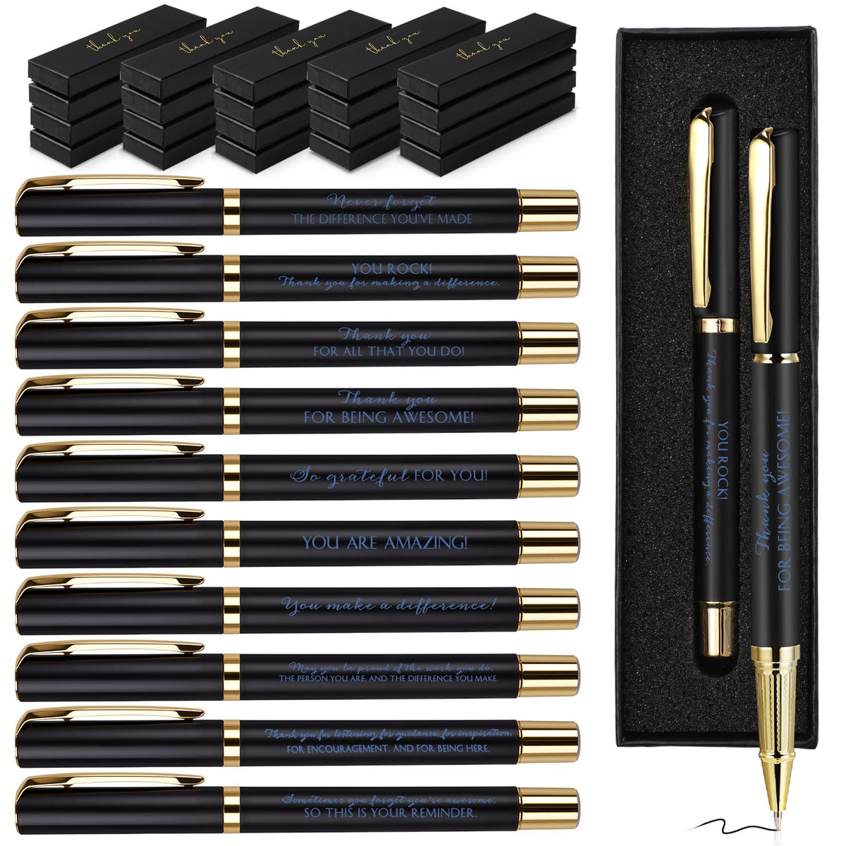 PerKoop 20 Sets Thank You Gifts Bulk Inspirational Ballpoint Pen with Box