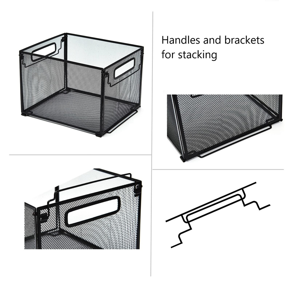 SETTFRFE 2 Pack File Organizer,Metal File Crates for Hanging Folders,Black