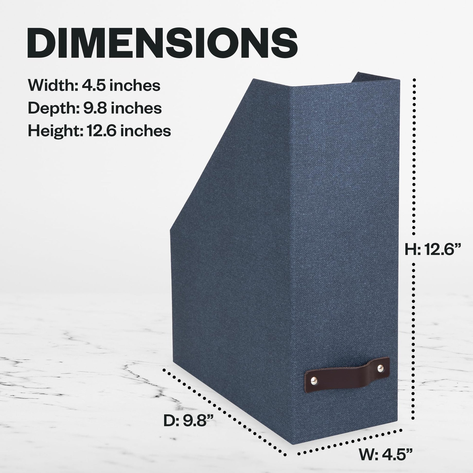 Bigso Box of Sweden Estelle Canvas Fiberboard Upright Magazine Holder and Organizer for Papers and