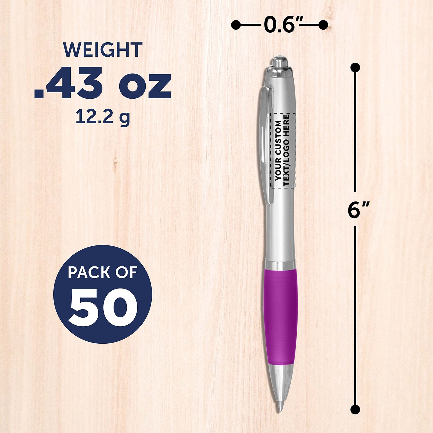 Personalized Ballpoint Pens with Rubber Grip and Click Button, Pack of 50 by DISCOUNT PROMOS