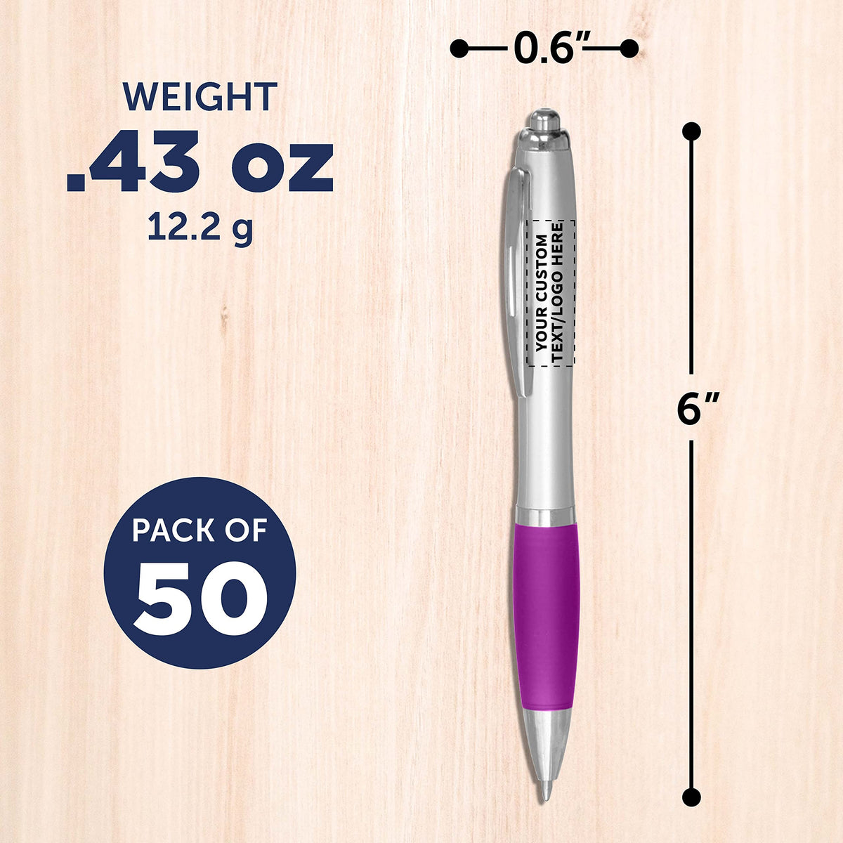 Personalized Ballpoint Pens with Rubber Grip and Click Button, Pack of 50 by DISCOUNT PROMOS