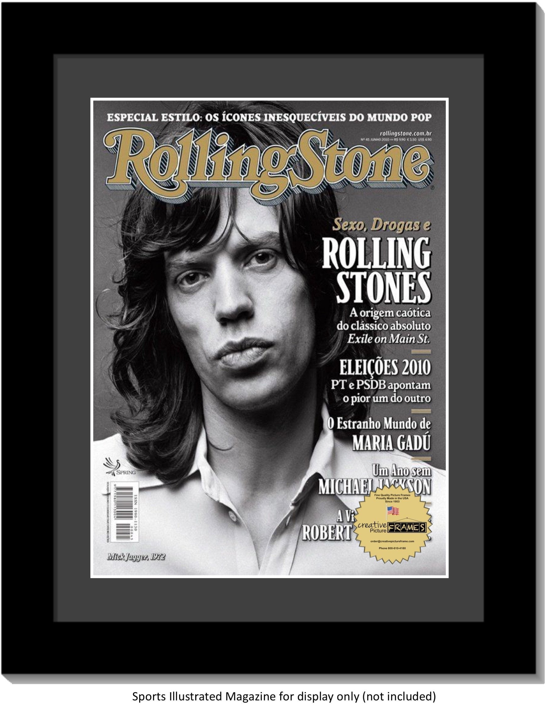 Creative Picture Frames 1214Bk-B Collectors Edition Rolling Stones Magazine Frame, Displays 1967