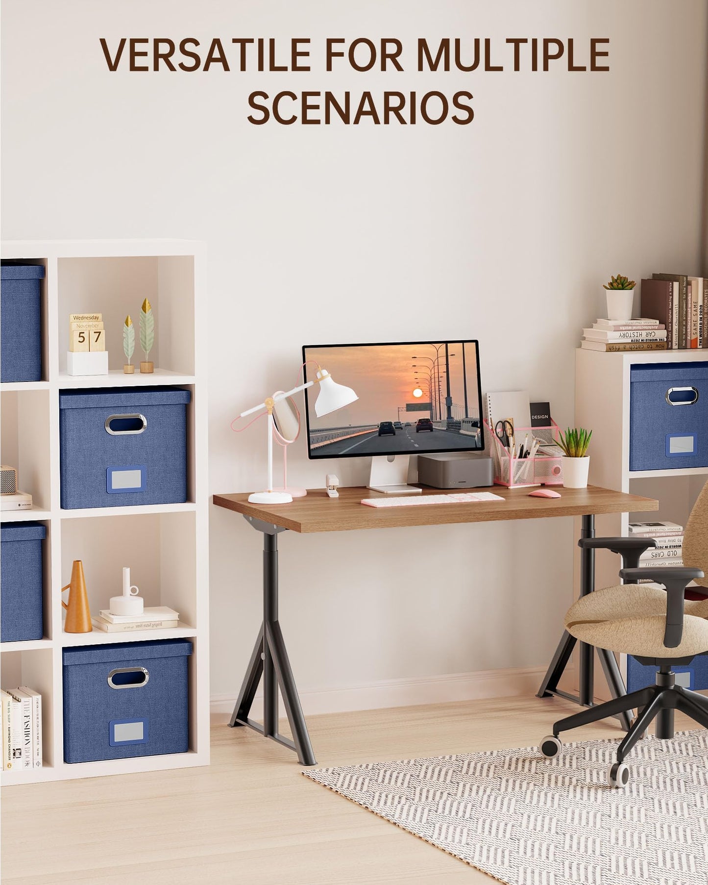 Oterri File Organizer with Lid, File Box, File Cabinet for Letter File Folder Storage, Hanging File