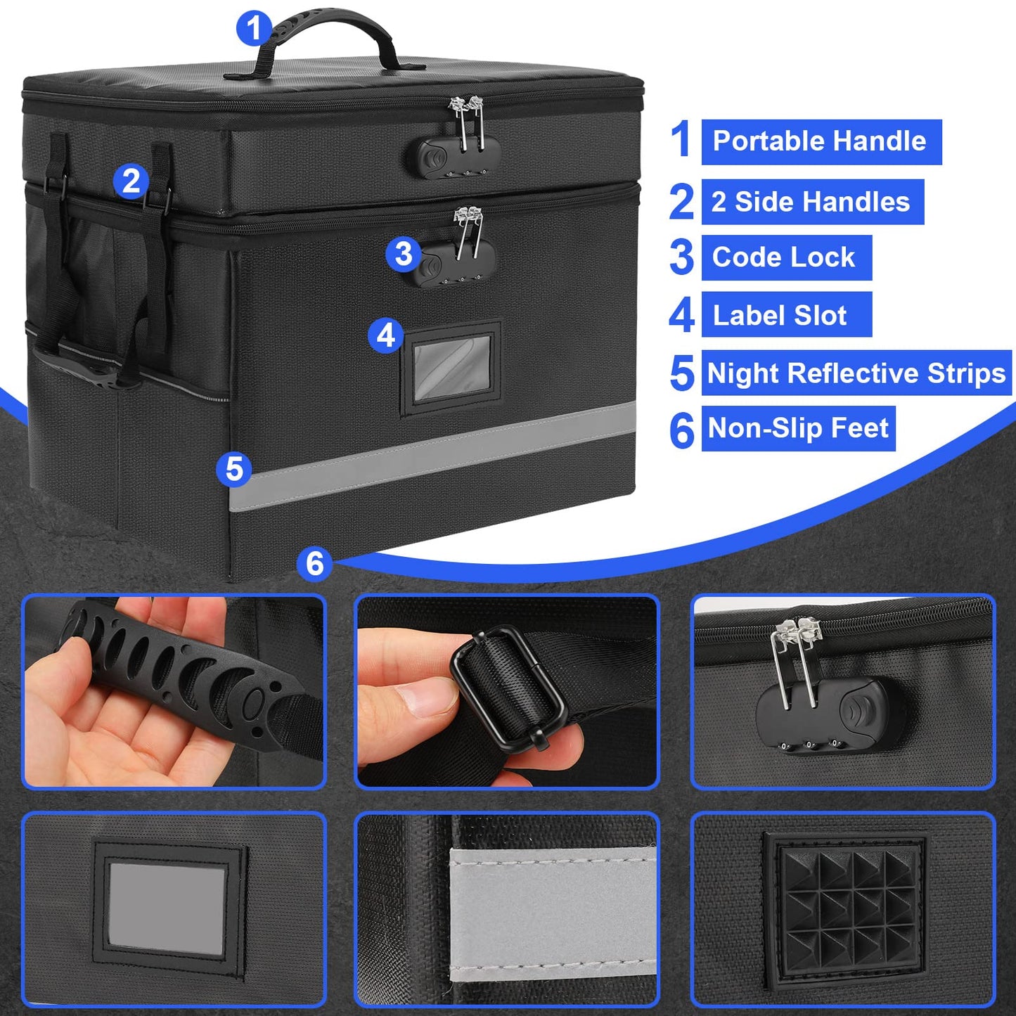 EXLIFBAG Fireproof File Organizer with Lock, 2 Layer
