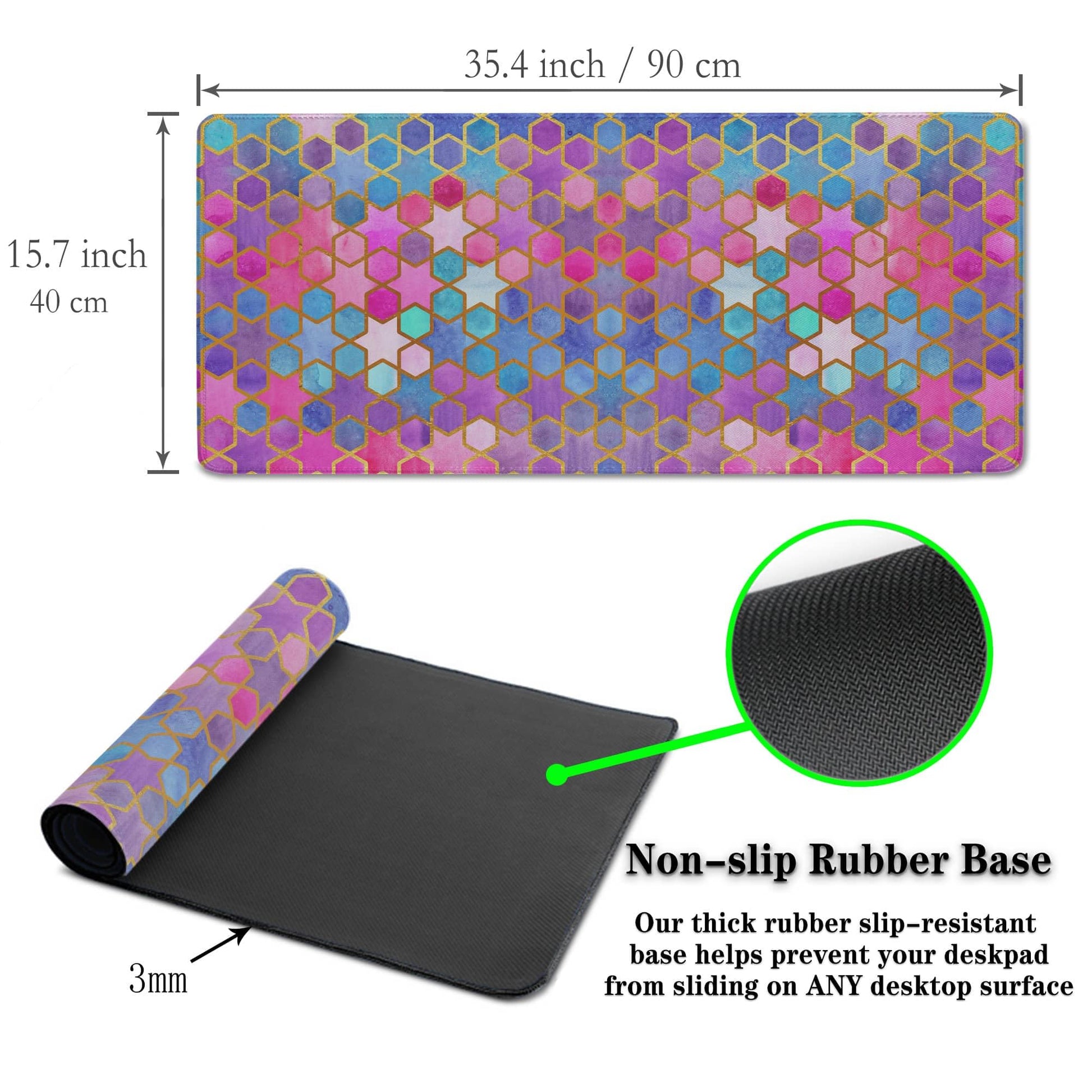 Samgula Large Desk Pad Purple Pink Full Desk Mat, Keyboard Gaming Mouse Pad Women Office Decor Big