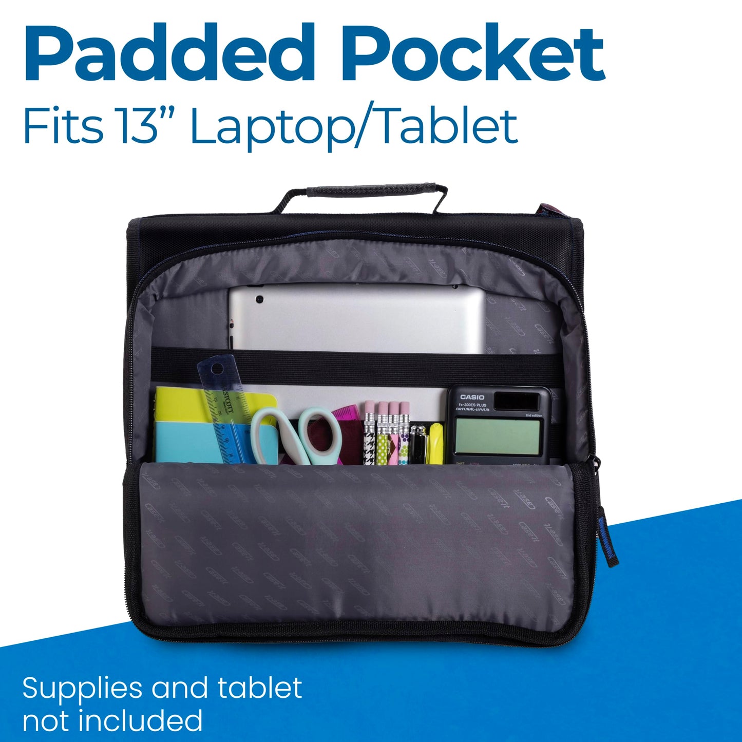 Case-it School Zipper Binder | 2" O-Rings | 400-Sheet | LT-007 Jet Black