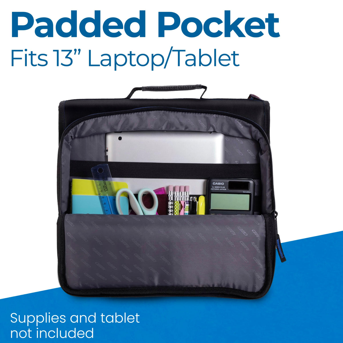 Case-it School Zipper Binder | 2" O-Rings | 400-Sheet | LT-007 Jet Black