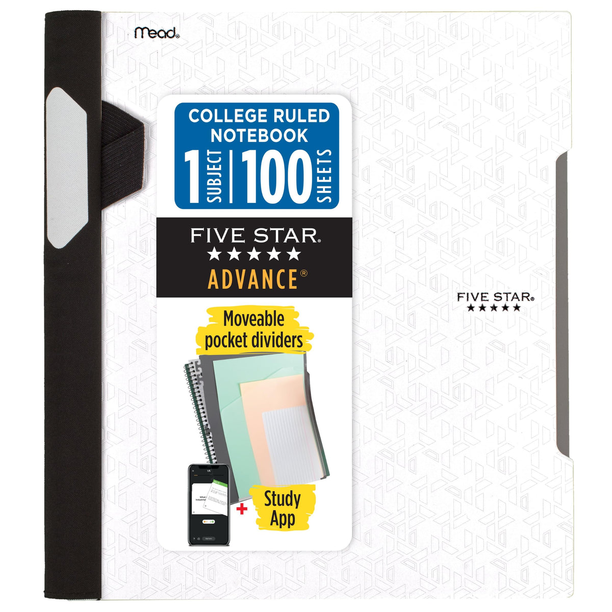 Five Star Advance Spiral Notebook + Study App, 1 Subject, College Ruled Paper, 8-1/2" x 11", 100