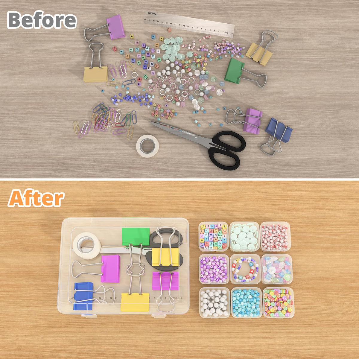 Mathtoxyz Bead Organizer Box, 90Pcs Small Bead Organizers and Storage Plastic Cases Mini Clear Bead