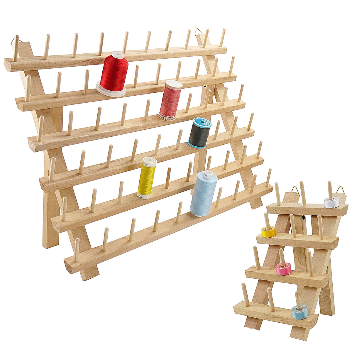 New brothread 60 Spools + 12 Spools Wooden Thread Rack