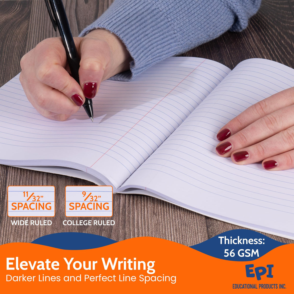 12 Pack - EPI Marble Hardcover Wide Ruled Composition Notebook | 200 Pages (100 Sheets), 9.75 x 7.5