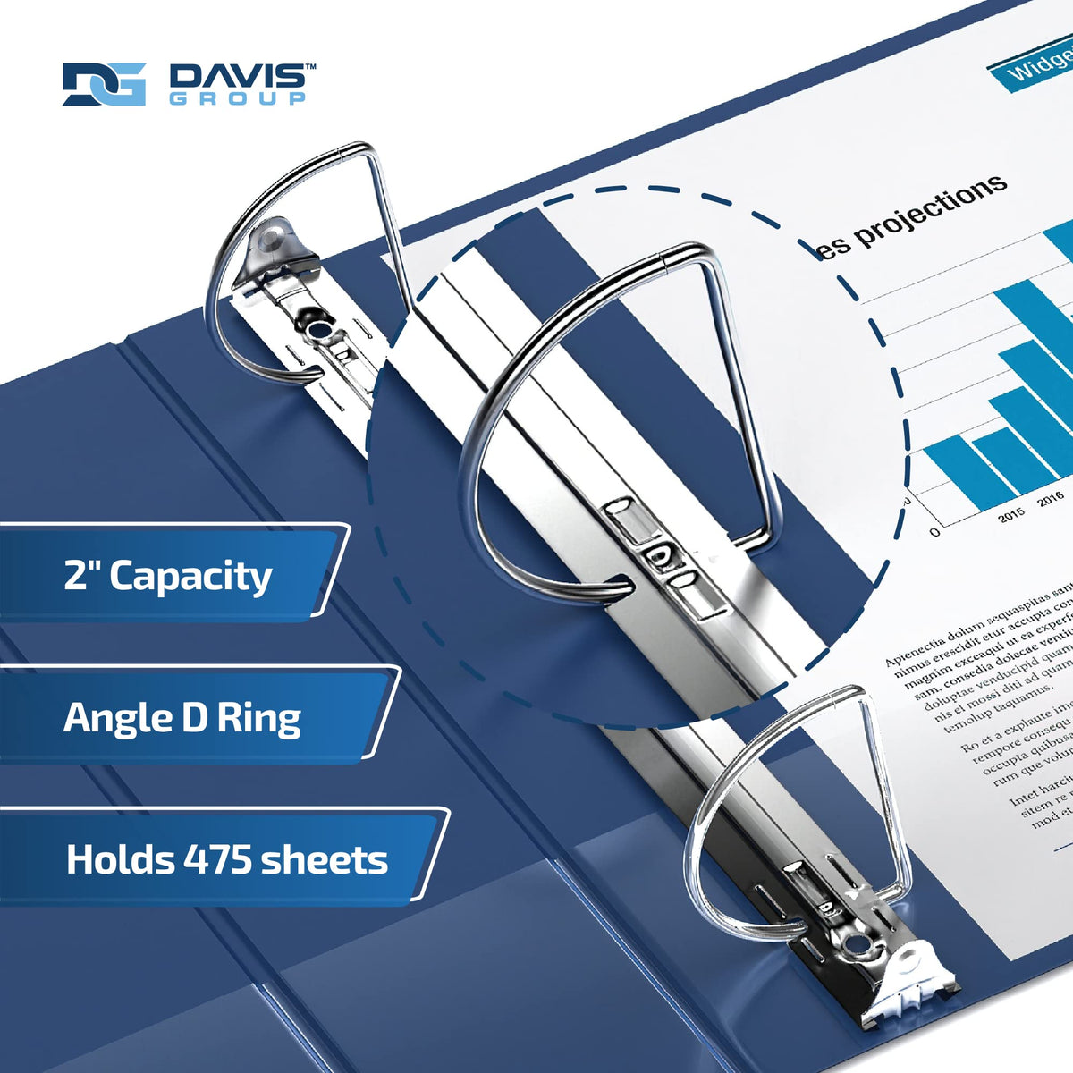Premium Economy 3-Ring Binder, Spine Label, 2" D Rings, Royal Blue, 6 Pack
