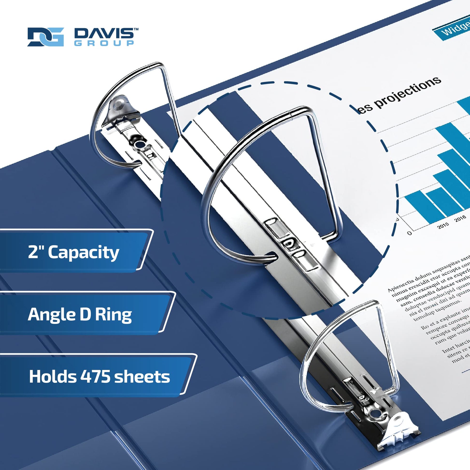Premium Economy 3-Ring Binder, Spine Label, 2" D Rings, Royal Blue, 6 Pack