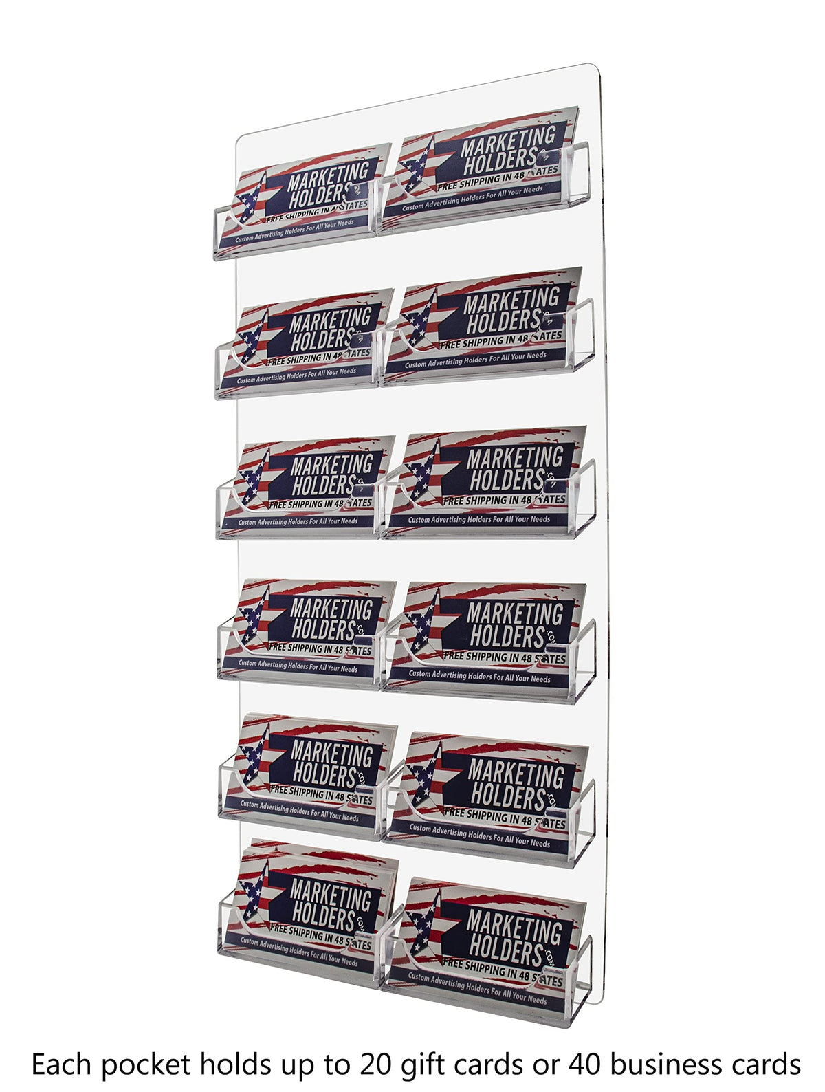 Marketing Holders Hanging Business Card Holder with Hardware for 3.5" x 2" Clear Acrylic
