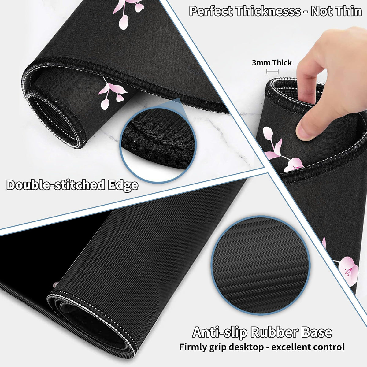 JYCUHTCL Large Gaming Mouse Pad Set 35.4 x 15.7 with Keyboard Wrist Rest, Wrist Support, and