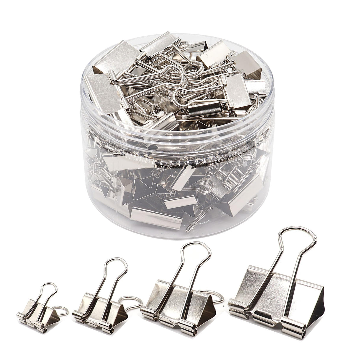 Binder Clip Paper Clamps, Assorted Sizes (Mini, Small, Medium, Large), 100 Pcs Clips for Office