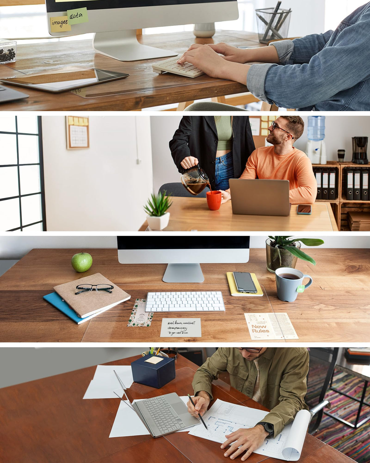 Oterri Clear Writing Desk Pad, 12’’x36” Heat Resistant Waterproof PVC Round Edge Durable Desk