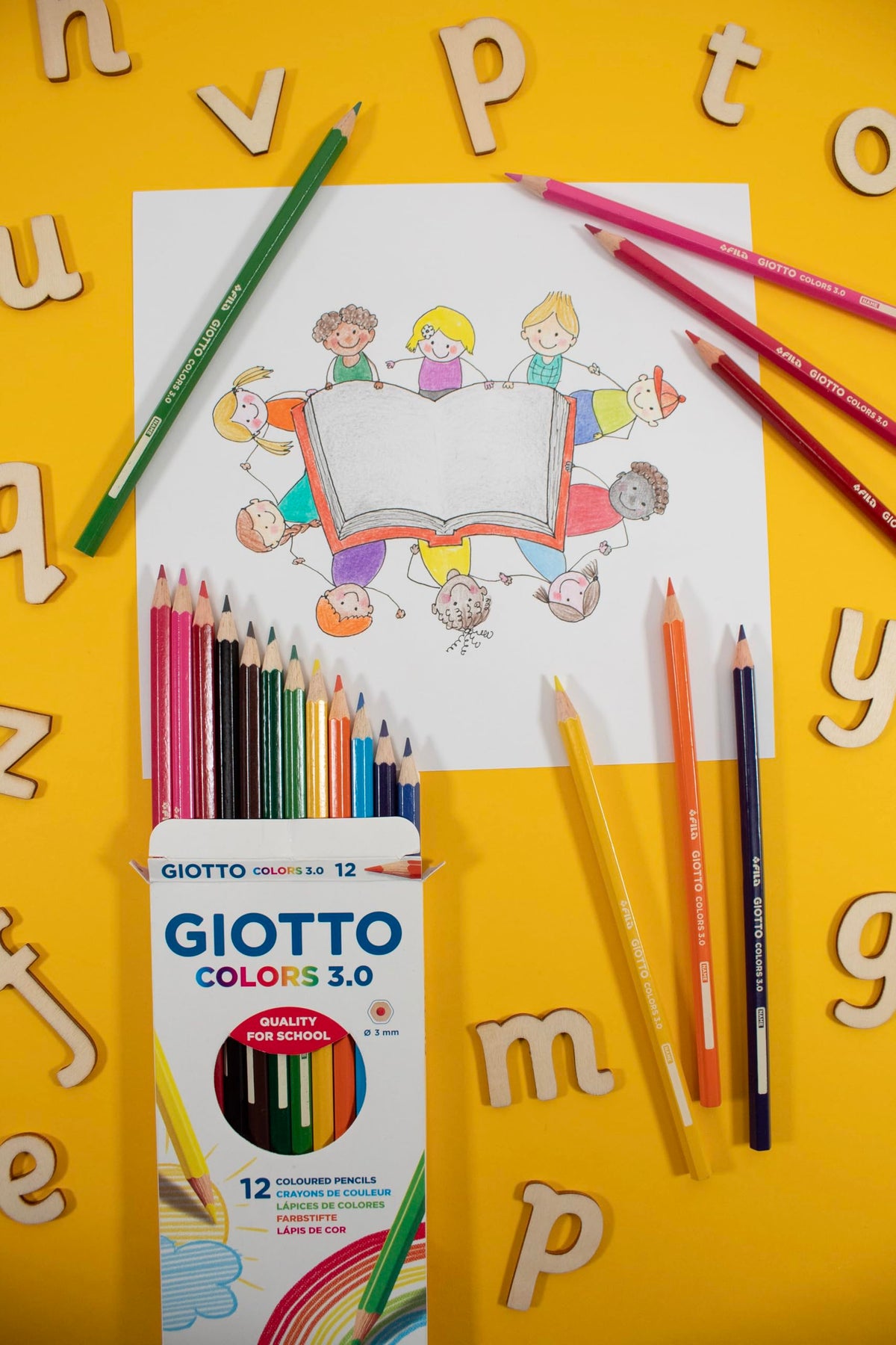 GIOTTO Colors 3.0 Colouring Pencils, 12 Pieces in Assorted Colours, Ideal for Children, Parties and