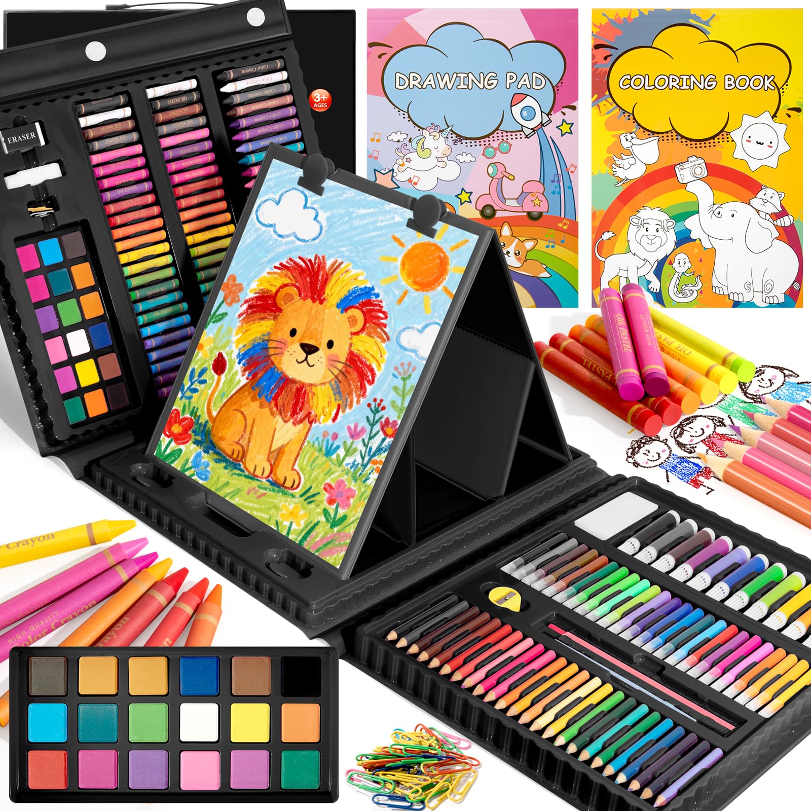 GOTIDEAL Kids Art Kit, Art Supplies for Kids, 210 PCS Art Set, Black