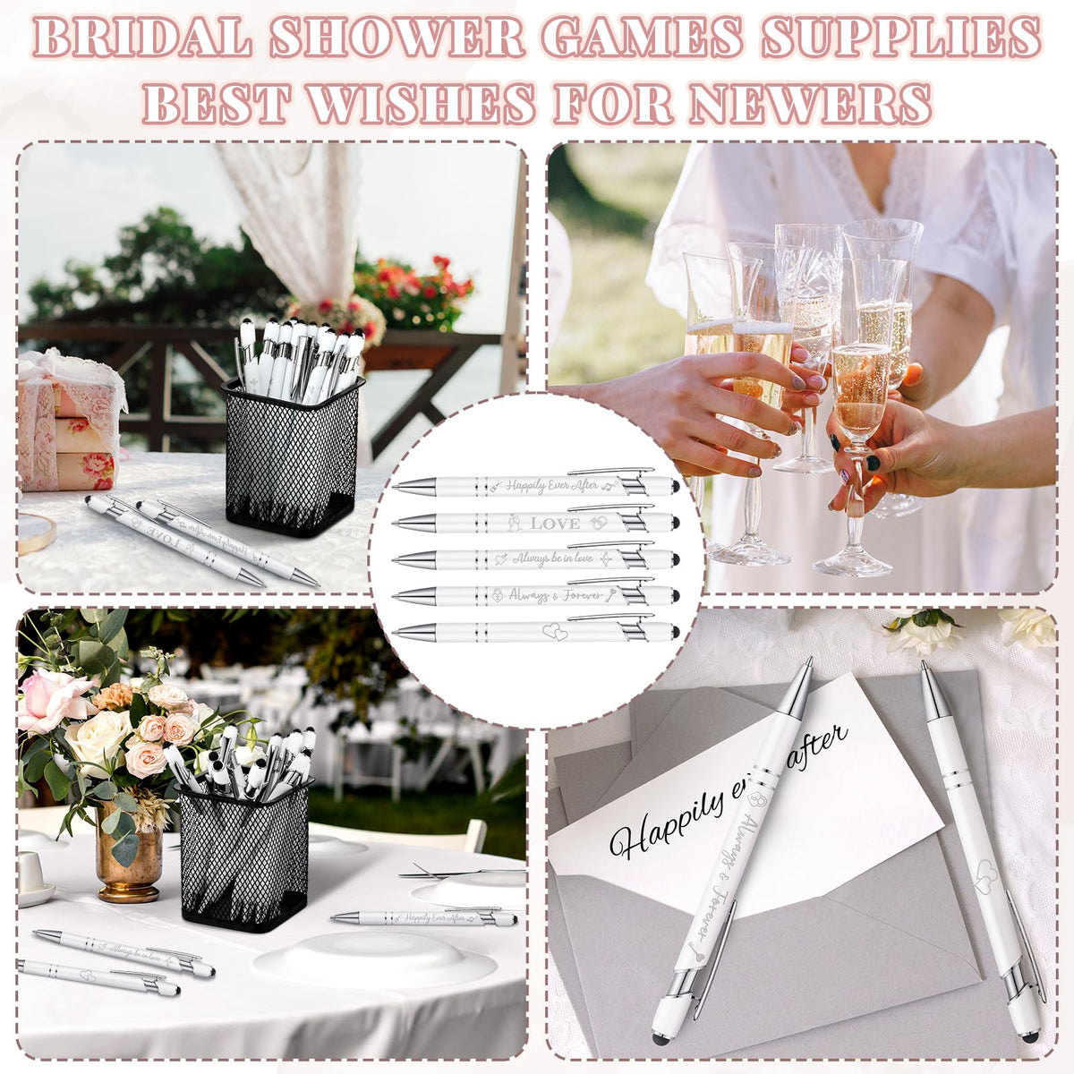 Kisston 36 Pcs Wedding Pen Bulk Bridal Shower Bachelorette Favor, White