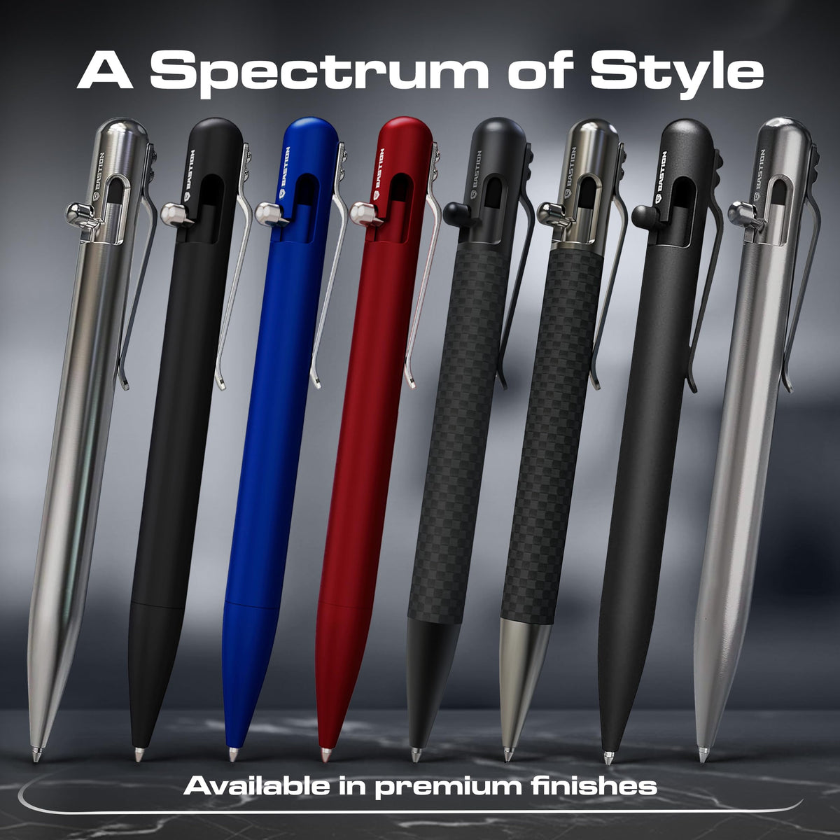 BASTION Bolt Action Pen, Stainless Steel Silver, HyperBolt & ZeroSeam EDC Pen, Refillable Metal