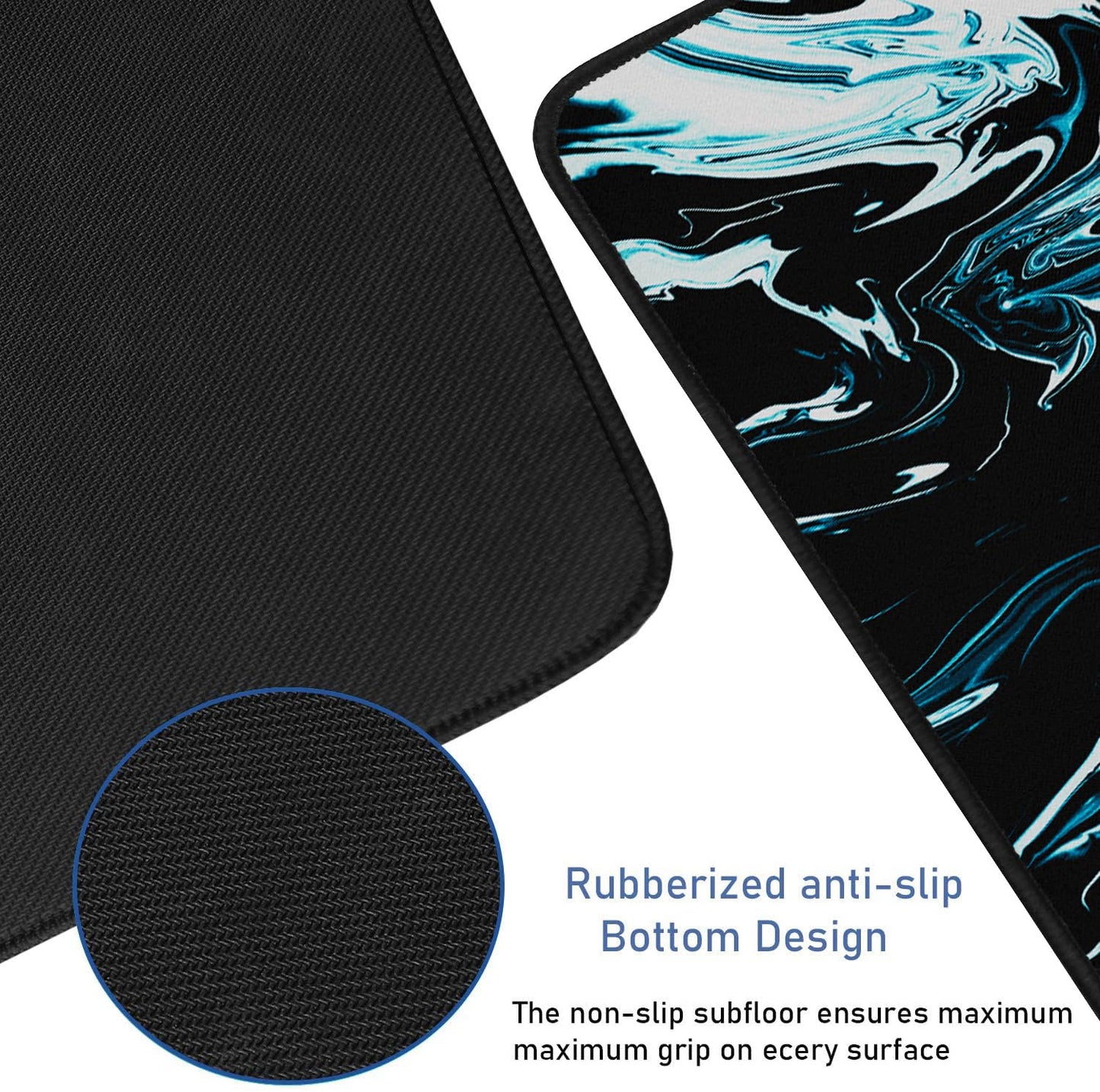 Gaming Mouse Pad with Stitched Edges, Non-Slip Natural Rubber Base