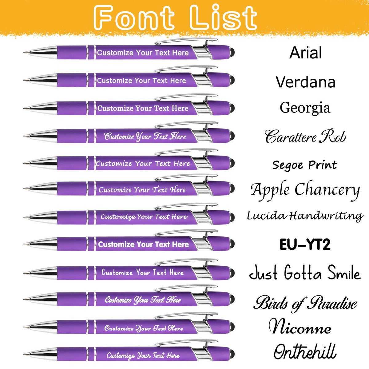 Amlion Custom Pens Personalized Bulk, Customized Ballpoint Pens with Stylus Name Message Logo