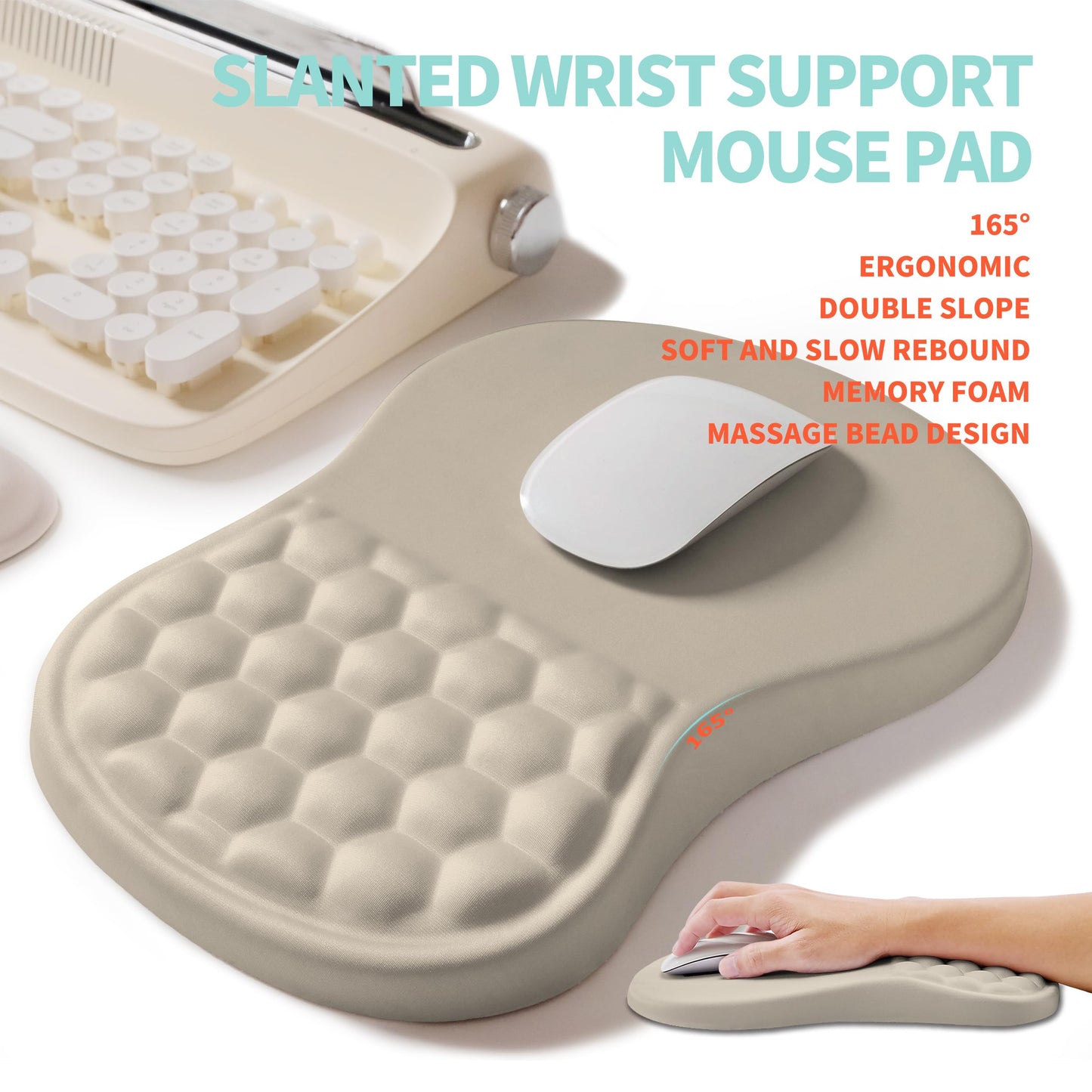 KUOSGM 2-in-1 Ergonomic Set, Wave Rise Keyboard Wrist Rest and Massage Bulge Slope Mouse Pad Wrist