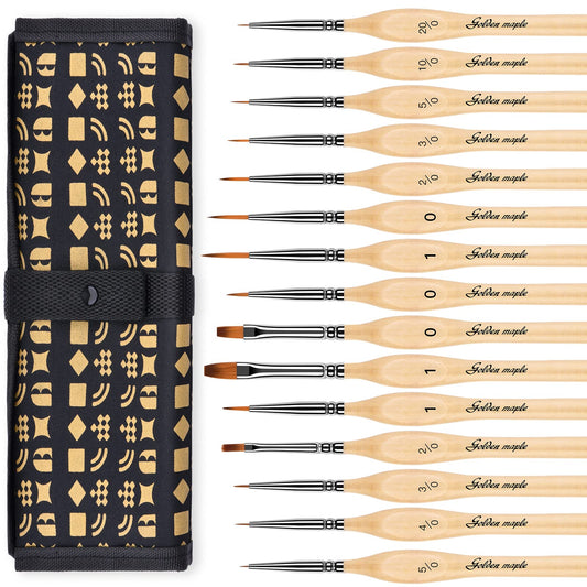 Golden Maple Miniature Paint Brushes, 15PC Model Brushes Micro Detail Paint Brush Set, Fine