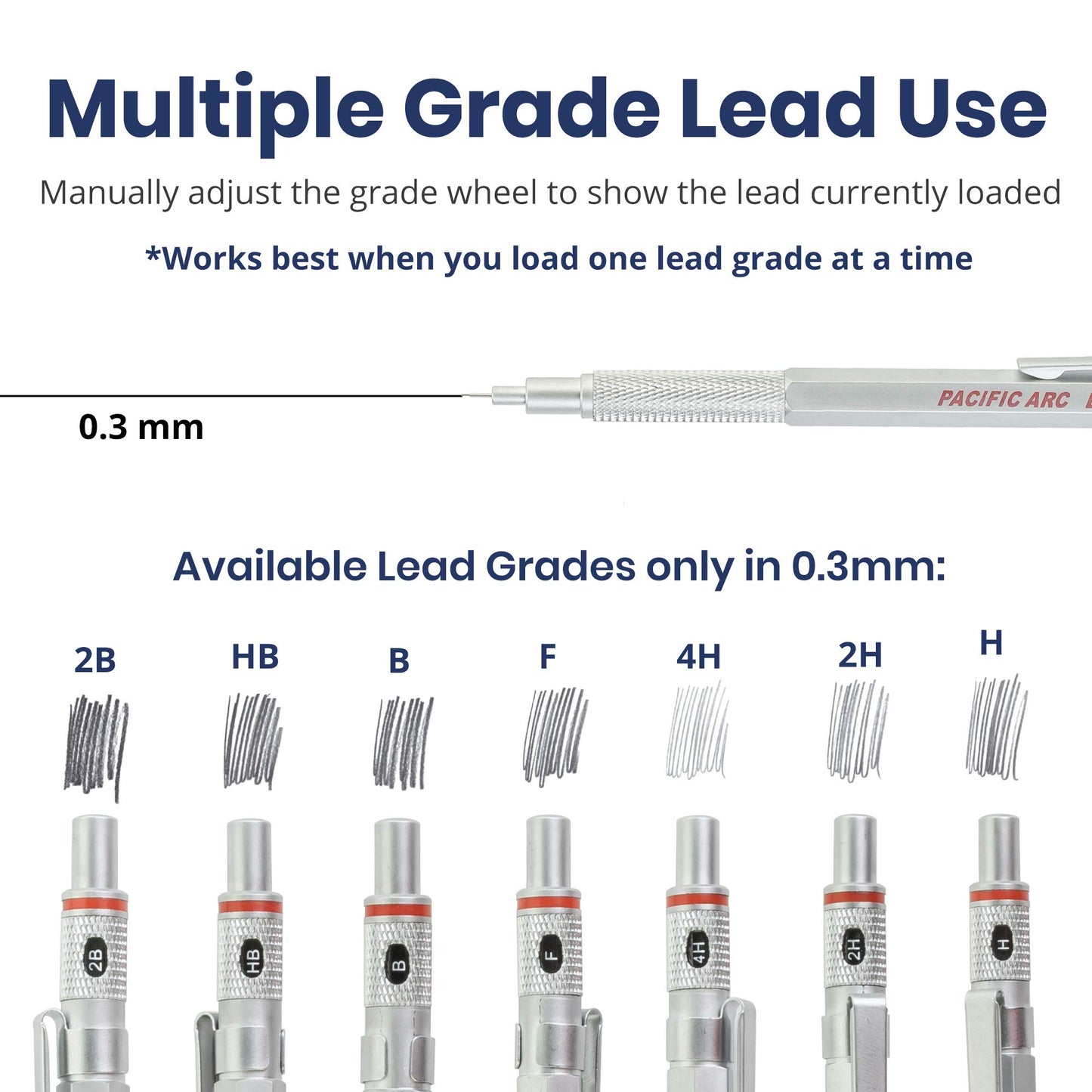 Pacific Arc Chromagraph Metal Mechanical Pencil .3 mm Silver Barrel Mechanical Pencil with Built In