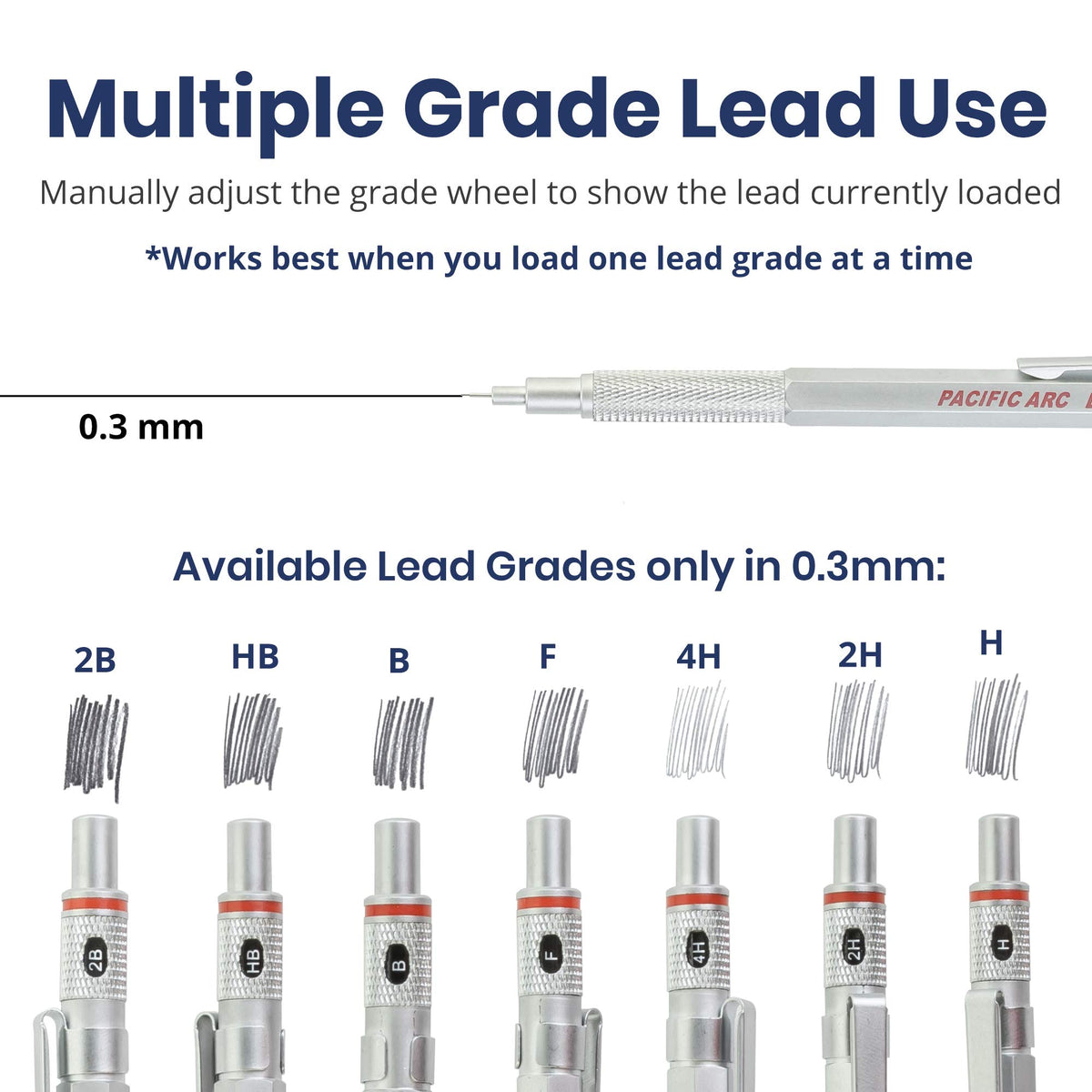 Pacific Arc Chromagraph Metal Mechanical Pencil .3 mm Silver Barrel Mechanical Pencil with Built In