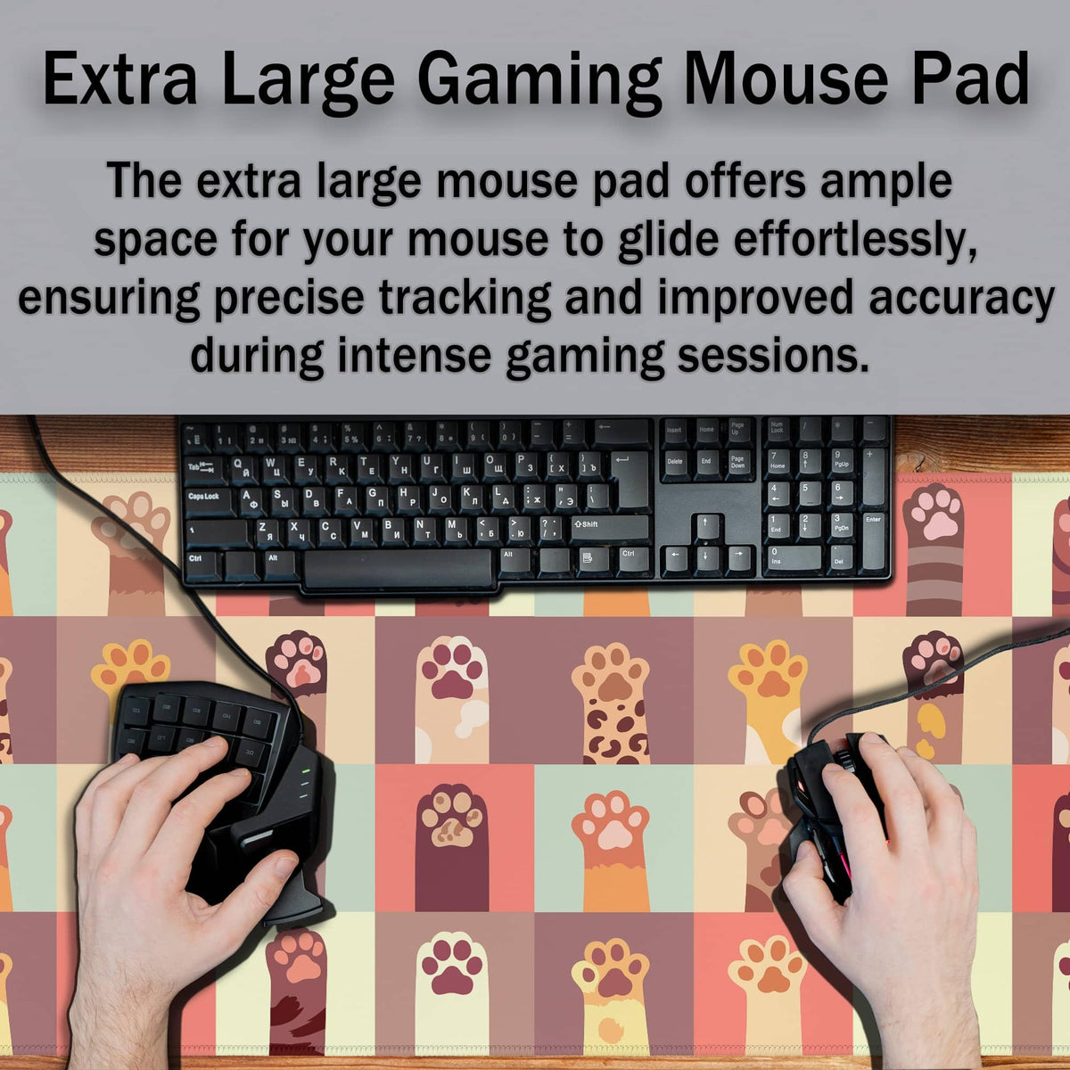 Samgula Gaming Desk Mat Cats Paws Computer Desk Accessories for Women Large Mousepads Extended