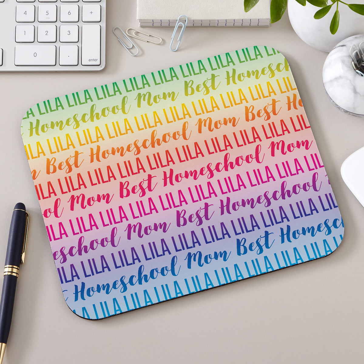 Let's Make Memories Personalized Rainbow Name Mouse Pad - Colorful Computer Accessory - for Office