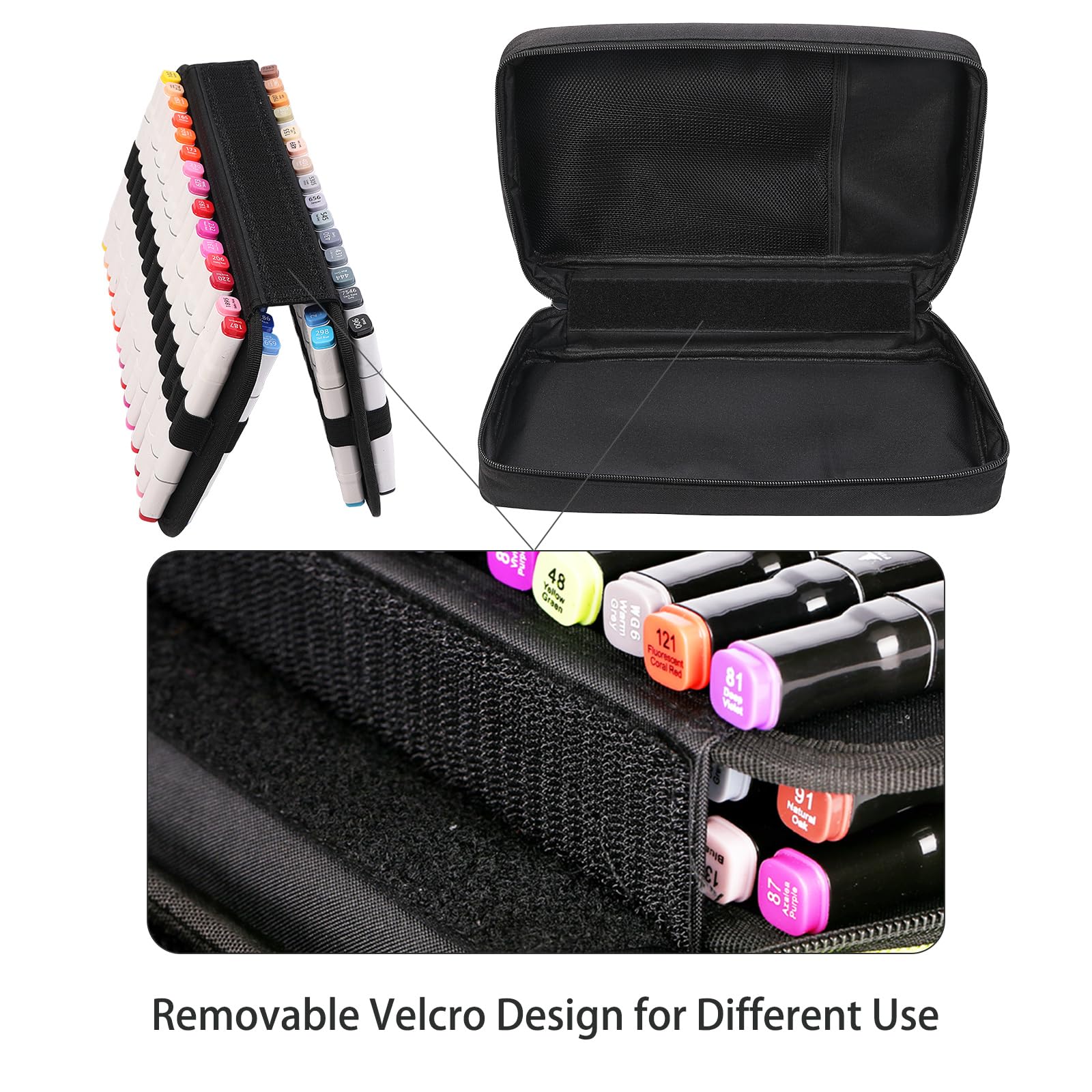 BOMKEE 60 Slots Marker Organizer Case, Large Marker Case for 60 Markers Big Capacity Marker Storage