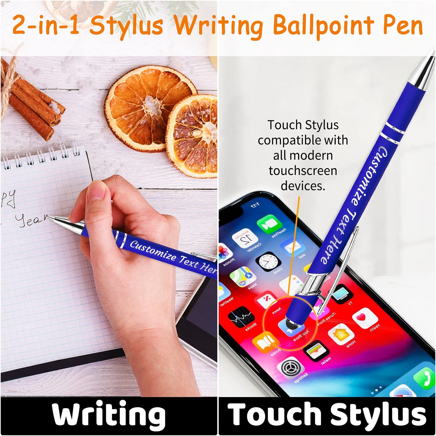 YanNanKe 24 PCS Custom Pens Personalized Bulk, Customized Engraving Ballpoint Pens with Stylus Name