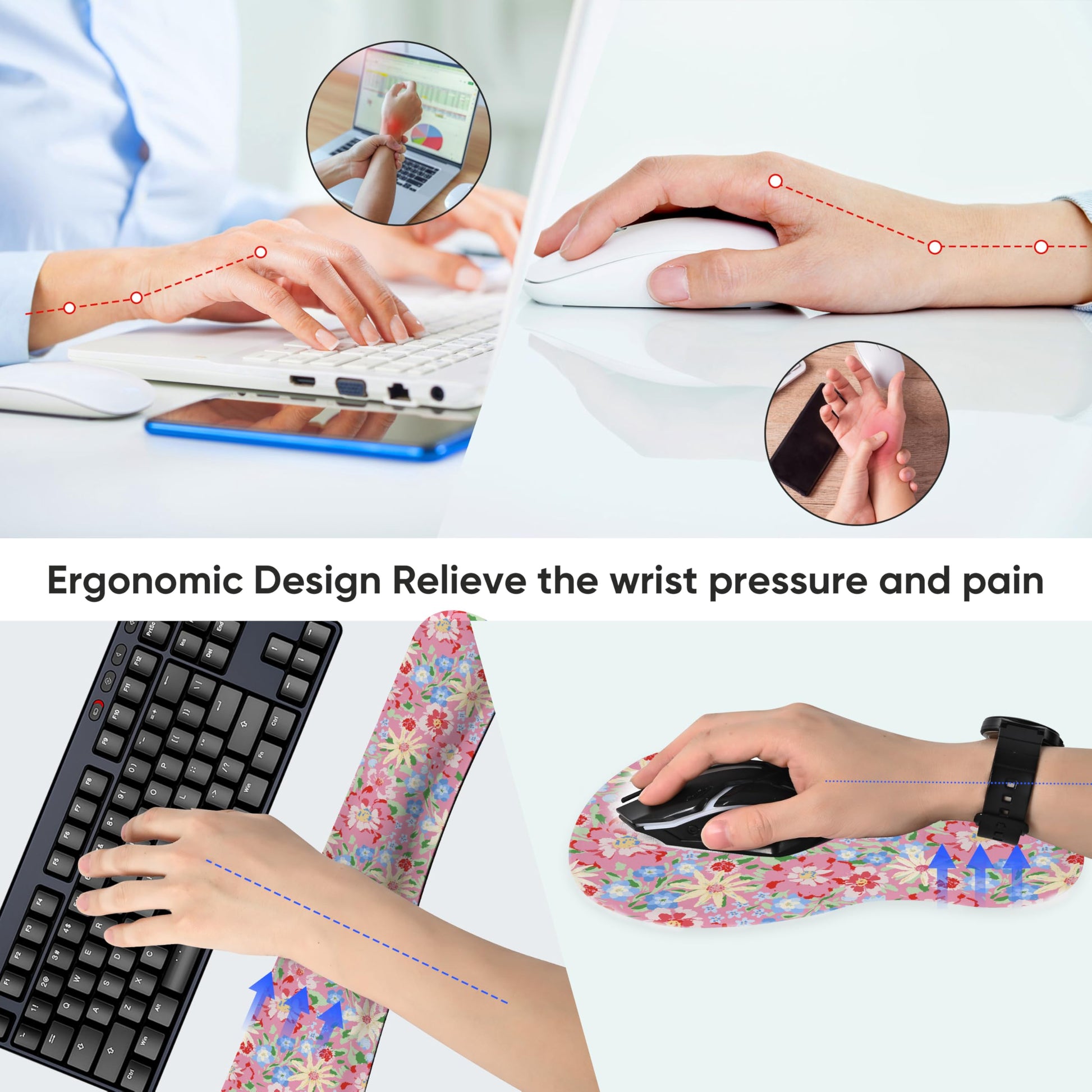WINTOJO Keyboard Wrist Rest Pad and Mouse Wrist Rest Support Gaming Mouse Pad Ergonomic Gel Memory