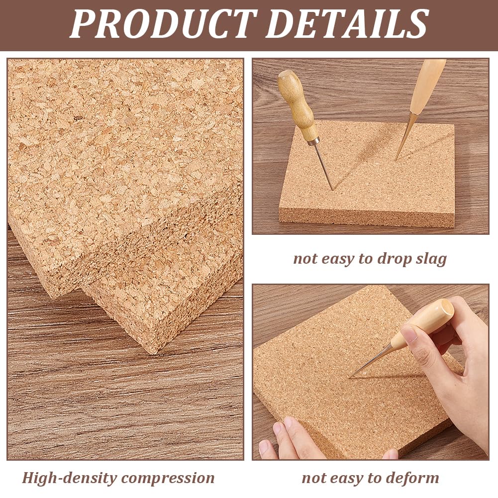 OLYCRAFT 2PCS Square Bulletin Boards 6 x 6 inch Non Self-Adhesive Wood Cork Board 0.6 inch Thick