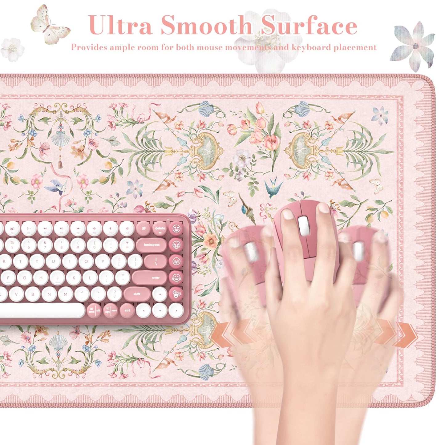 HAOCOO Pink Desk Cover Mat, 35.4" x 15.7" Computer Mat for Home Accessories