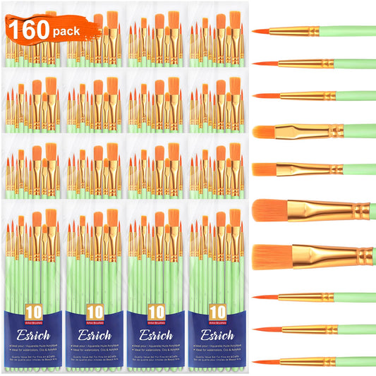 ESRICH 160PCS Paint Brushes, Paint Brush for Acrylic Painting